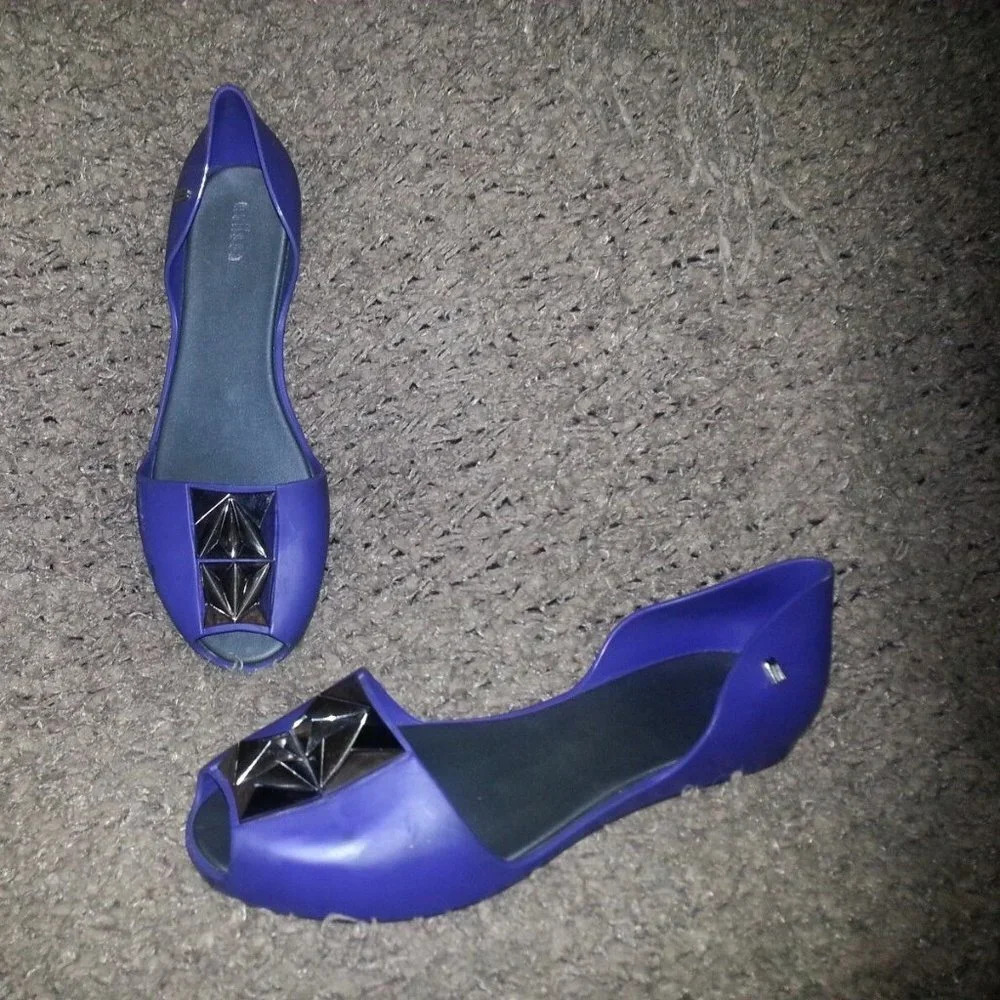 MELISSA-Fresh Bloom-D'Orsay Style Open Flats-Studded-Violet-Size 40-Excellent